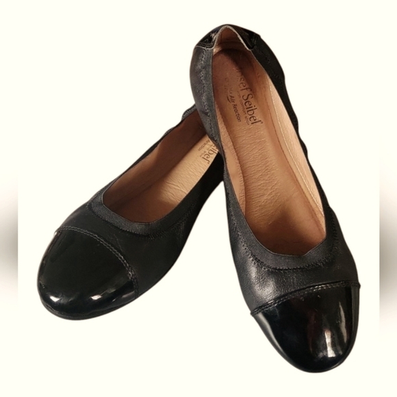 Josef Seibel Women's Pippa 07  Black Cushioned Patent Leather Ballet Flats Sz 39 - Picture 3 of 9
